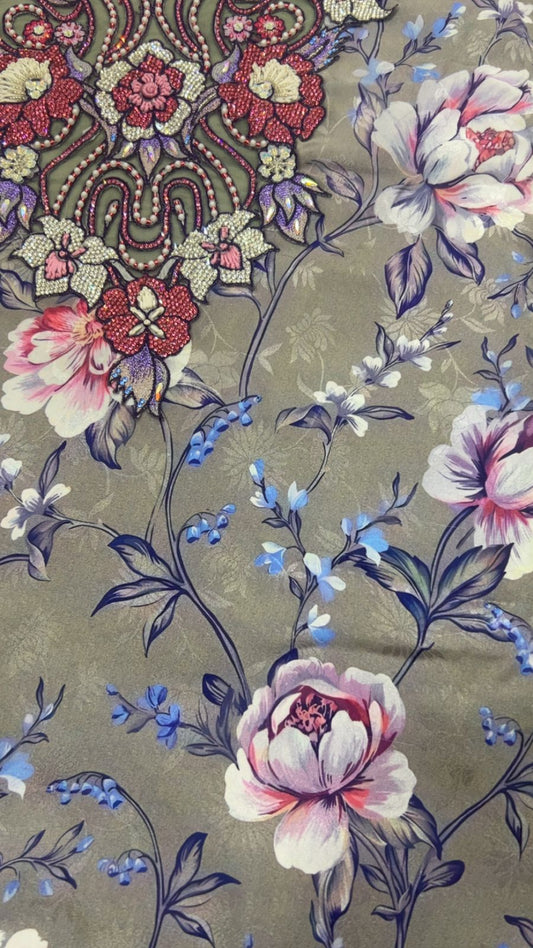 جاكارد رصاصي ووردي 🩷🩶