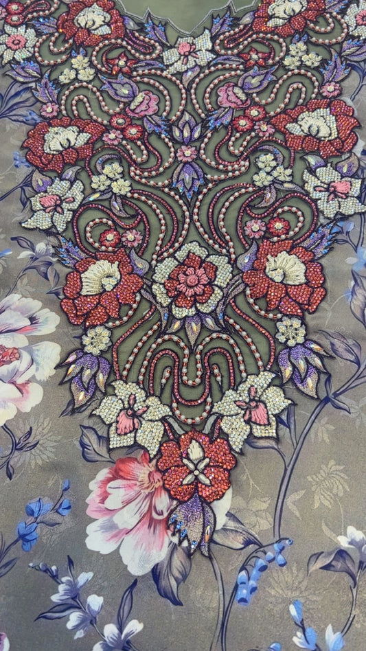 جاكارد رصاصي ووردي 🩷🩶